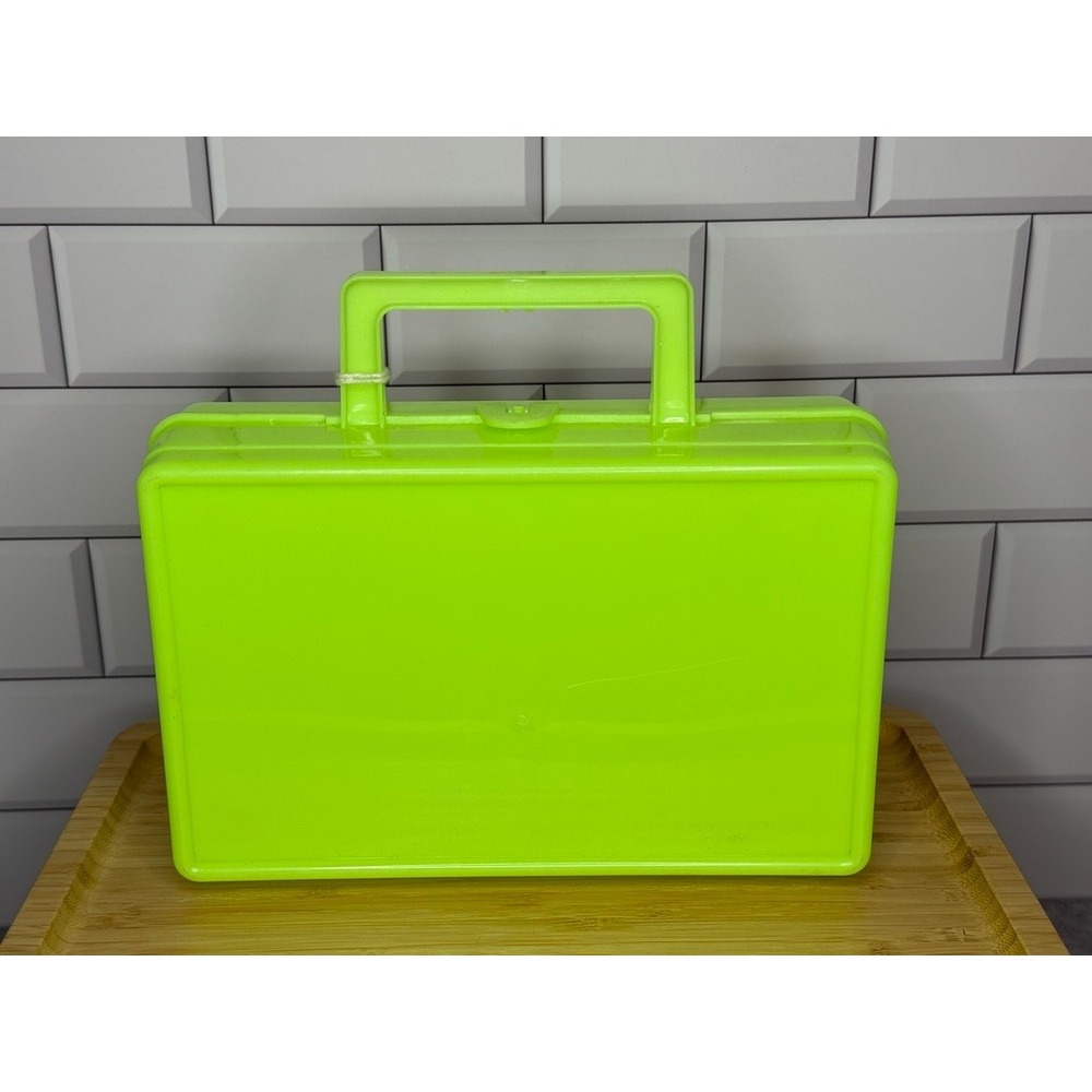Vintage 1990s Looney Tunes Blackboard Mania Neon Green Lunch Box Pencil Case NWT - Picture 4 of 7